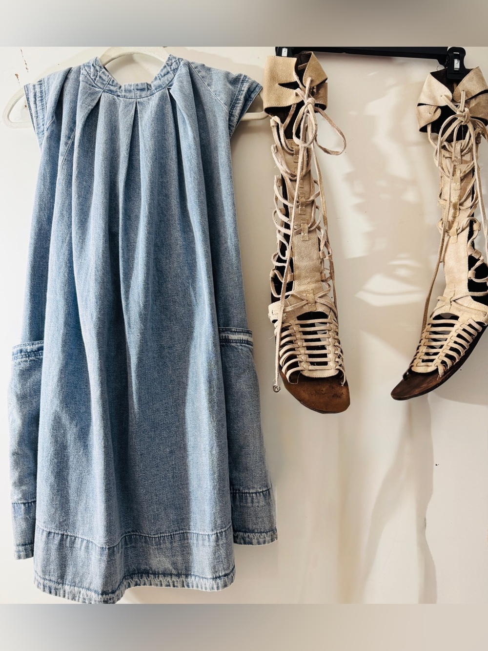 FREE PEOPLE DENIM MINI & FREE PEOPLE GYPSY SANDALS! MSRP FOR BOTH ITEMS $326.00